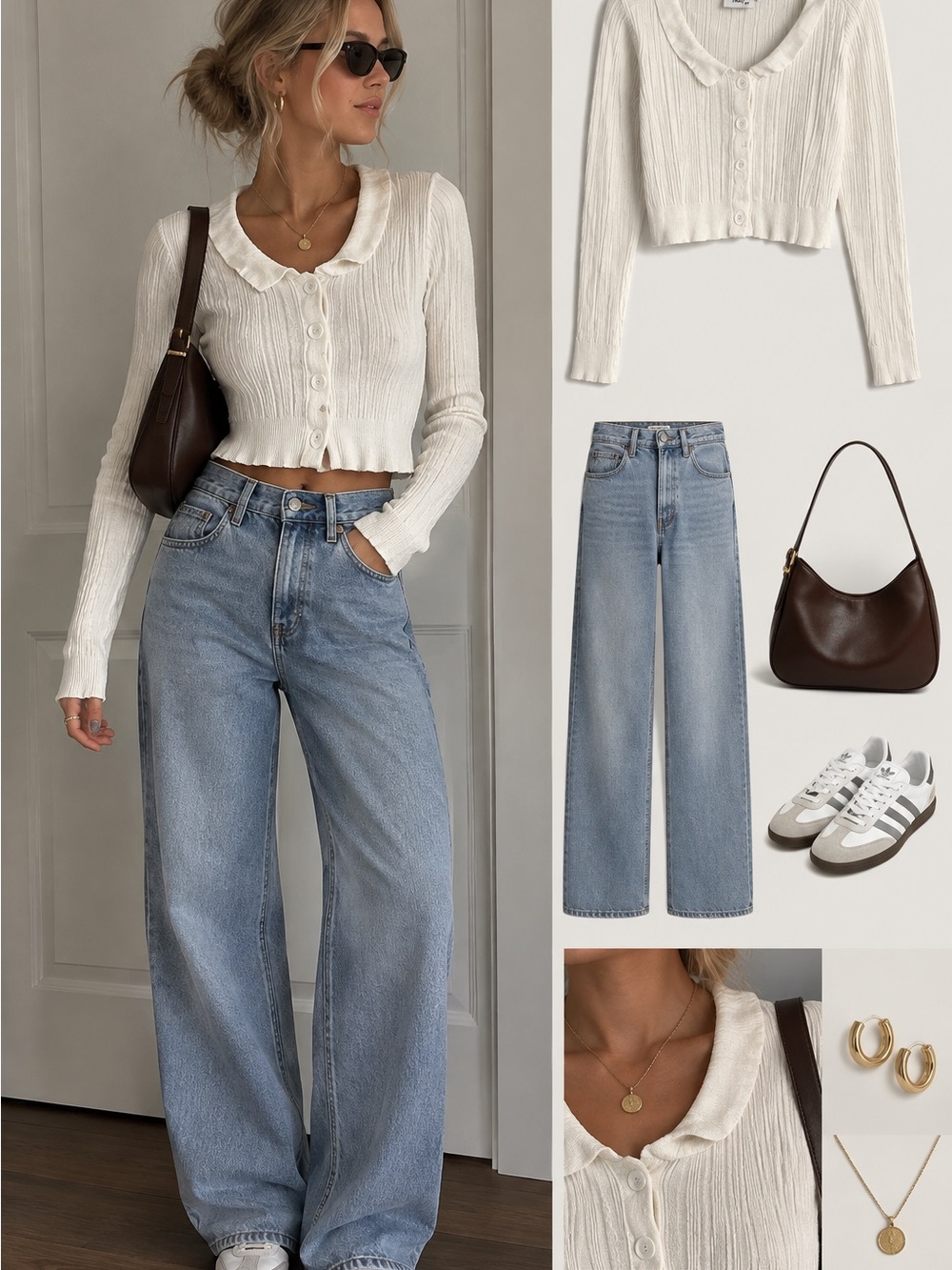 Princess Polly Cream Ribbed Cropped Button-Front Cardigan